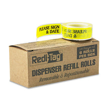 Load image into Gallery viewer, Redi-Tag® wholesale. Arrow Message Page Flag Refills, &quot;please Sign And Date&quot;, Yellow, 120-roll, 6 Rolls. HSD Wholesale: Janitorial Supplies, Breakroom Supplies, Office Supplies.