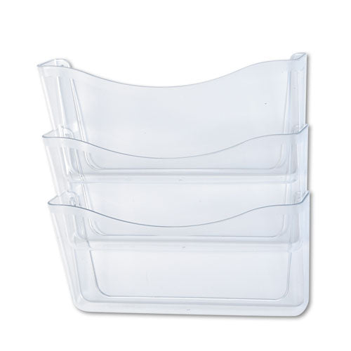 Rubbermaid® wholesale. Rubbermaid® Unbreakable Three Pocket Wall File Set, Letter, Clear. HSD Wholesale: Janitorial Supplies, Breakroom Supplies, Office Supplies.