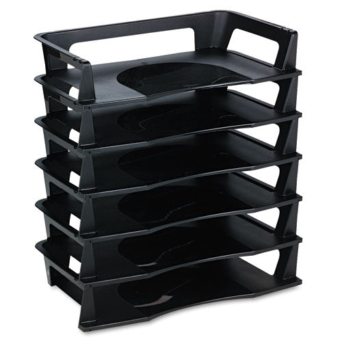 Rubbermaid® wholesale. Rubbermaid® Regeneration Recycled Plastic Letter Tray, 6 Sections, Letter Size Files, 9.13" X 15.25" X 2.75", Black. HSD Wholesale: Janitorial Supplies, Breakroom Supplies, Office Supplies.