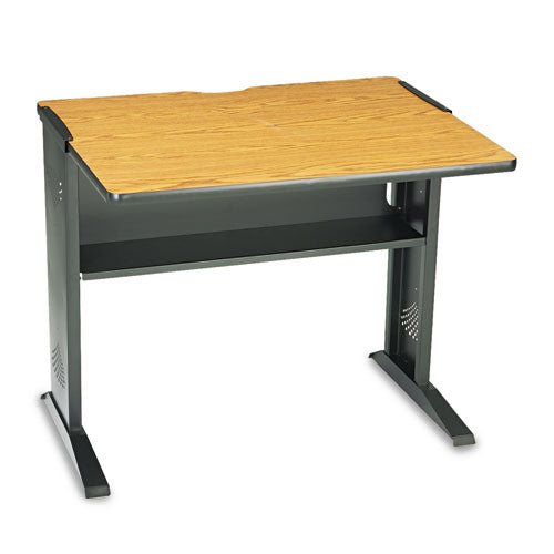 Safco® wholesale. SAFCO Computer Desk With Reversible Top, 35.5" X 28" X 30", Mahogany-medium Oak-black. HSD Wholesale: Janitorial Supplies, Breakroom Supplies, Office Supplies.