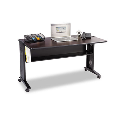 Safco® wholesale. SAFCO Mobile Computer Desk With Reversible Top, 53.5" X 28" X 30", Mahogany-medium Oak-black. HSD Wholesale: Janitorial Supplies, Breakroom Supplies, Office Supplies.