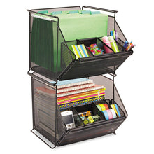 Load image into Gallery viewer, Safco® wholesale. SAFCO Onyx Stackable Mesh Storage Bin, 4-compartment, 14 X 15 1-2 X 11 3-4, Black. HSD Wholesale: Janitorial Supplies, Breakroom Supplies, Office Supplies.