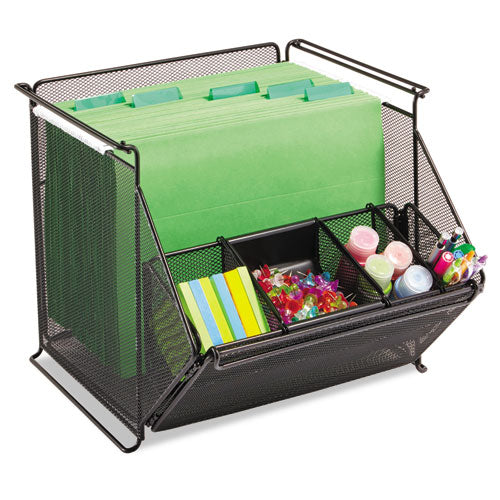 Safco® wholesale. SAFCO Onyx Stackable Mesh Storage Bin, 4-compartment, 14 X 15 1-2 X 11 3-4, Black. HSD Wholesale: Janitorial Supplies, Breakroom Supplies, Office Supplies.
