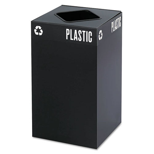 Safco® wholesale. SAFCO Public Square Plastic-recycling Container, Square, Steel, 25 Gal, Black. HSD Wholesale: Janitorial Supplies, Breakroom Supplies, Office Supplies.