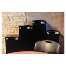 Load image into Gallery viewer, Safco® wholesale. SAFCO Public Square Plastic-recycling Container, Square, Steel, 25 Gal, Black. HSD Wholesale: Janitorial Supplies, Breakroom Supplies, Office Supplies.