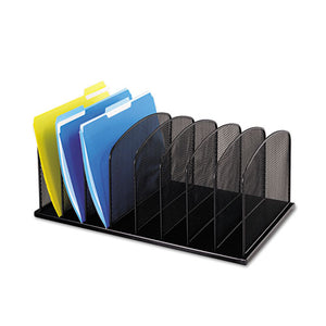 Safco® wholesale. SAFCO Onyx Mesh Desk Organizer With Upright Sections, 8 Sections, Letter To Legal Size Files, 19.5" X 11.5" X 8.25", Black. HSD Wholesale: Janitorial Supplies, Breakroom Supplies, Office Supplies.