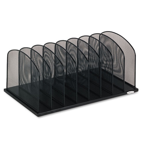 Safco® wholesale. SAFCO Onyx Mesh Desk Organizer With Upright Sections, 8 Sections, Letter To Legal Size Files, 19.5" X 11.5" X 8.25", Black. HSD Wholesale: Janitorial Supplies, Breakroom Supplies, Office Supplies.