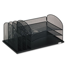 Load image into Gallery viewer, Safco® wholesale. SAFCO Onyx Desk Organizer With Three Horizontal And Three Upright Sections, Letter Size Files, 19.5&quot; X 11.5&quot; X 8.25&quot;, Black. HSD Wholesale: Janitorial Supplies, Breakroom Supplies, Office Supplies.