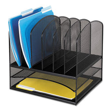 Load image into Gallery viewer, Safco® wholesale. SAFCO Onyx Mesh Desk Organizer With Two Horizontal And Six Upright Sections, Letter Size Files, 13.25&quot; X 11.5&quot; X 13&quot;, Black. HSD Wholesale: Janitorial Supplies, Breakroom Supplies, Office Supplies.