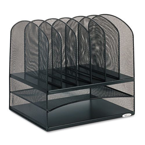 Safco® wholesale. SAFCO Onyx Mesh Desk Organizer With Two Horizontal And Six Upright Sections, Letter Size Files, 13.25" X 11.5" X 13", Black. HSD Wholesale: Janitorial Supplies, Breakroom Supplies, Office Supplies.