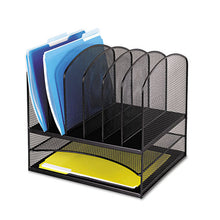 Load image into Gallery viewer, Safco® wholesale. SAFCO Onyx Mesh Desk Organizer With Two Horizontal And Six Upright Sections, Letter Size Files, 13.25&quot; X 11.5&quot; X 13&quot;, Black. HSD Wholesale: Janitorial Supplies, Breakroom Supplies, Office Supplies.