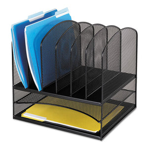 Safco® wholesale. SAFCO Onyx Mesh Desk Organizer With Two Horizontal And Six Upright Sections, Letter Size Files, 13.25" X 11.5" X 13", Black. HSD Wholesale: Janitorial Supplies, Breakroom Supplies, Office Supplies.