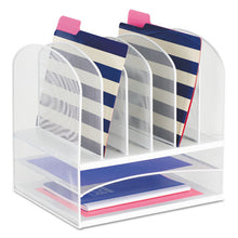 Load image into Gallery viewer, Safco® wholesale. SAFCO Onyx Mesh Desk Organizer With Two Horizontal And Six Upright Sections, Letter Size Files, 13.25&quot; X 11.5&quot; X 13&quot;, White. HSD Wholesale: Janitorial Supplies, Breakroom Supplies, Office Supplies.