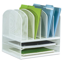 Load image into Gallery viewer, Safco® wholesale. SAFCO Onyx Mesh Desk Organizer With Two Horizontal And Six Upright Sections, Letter Size Files, 13.25&quot; X 11.5&quot; X 13&quot;, White. HSD Wholesale: Janitorial Supplies, Breakroom Supplies, Office Supplies.