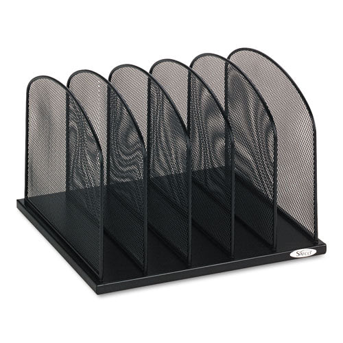 Safco® wholesale. SAFCO Onyx Mesh Desk Organizer With Upright Sections, 5 Sections, Letter To Legal Size Files, 12.5" X 11.25" X 8.25", Black. HSD Wholesale: Janitorial Supplies, Breakroom Supplies, Office Supplies.