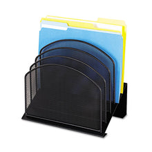 Load image into Gallery viewer, Safco® wholesale. SAFCO Onyx Mesh Desk Organizer With Tiered Sections, 5 Sections, Letter To Legal Size Files, 11.25&quot; X 7.25&quot; X 12&quot;, Black. HSD Wholesale: Janitorial Supplies, Breakroom Supplies, Office Supplies.