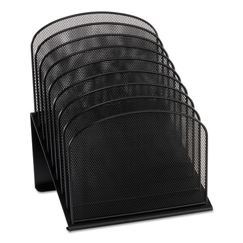 Safco® wholesale. SAFCO Onyx Mesh Desk Organizer With Tiered Sections, 8 Sections, Letter To Legal Size Files, 11.75" X 10.75" X 14", Black. HSD Wholesale: Janitorial Supplies, Breakroom Supplies, Office Supplies.