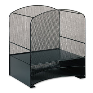 Safco® wholesale. SAFCO Onyx Mesh Desktop Hanging File With Two Horizontal Trays, 3 Sections, Letter Size, 10.75" Long, Black. HSD Wholesale: Janitorial Supplies, Breakroom Supplies, Office Supplies.