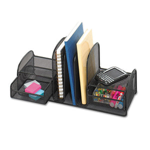 Safco® wholesale. SAFCO Onyx Mesh Desk Organizer, Three Sections-two Baskets, 17 X 6 3-4 X 7 3-4, Black. HSD Wholesale: Janitorial Supplies, Breakroom Supplies, Office Supplies.