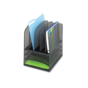 Safco® wholesale. SAFCO Onyx Mesh Desk Organizer With Five Vertical And Three Horizontal Sections, Letter Size Files, 11.5" X 9.5" X 13", Black. HSD Wholesale: Janitorial Supplies, Breakroom Supplies, Office Supplies.