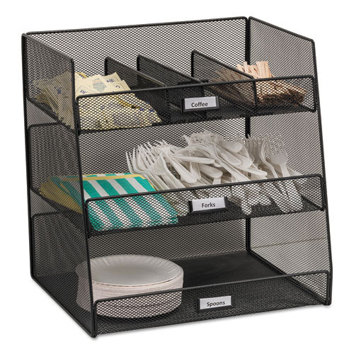 Safco® wholesale. SAFCO Onyx Breakroom Organizers, 3 Compartments,14.625x11.75x15, Steel Mesh, Black. HSD Wholesale: Janitorial Supplies, Breakroom Supplies, Office Supplies.
