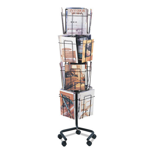 Safco® wholesale. SAFCO Wire Rotary Display Racks, 16 Compartments, 15w X 15d X 60h, Charcoal. HSD Wholesale: Janitorial Supplies, Breakroom Supplies, Office Supplies.