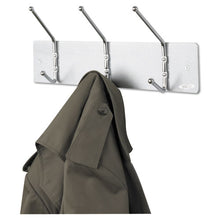 Load image into Gallery viewer, Safco® wholesale. SAFCO Metal Wall Rack, Three Ball-tipped Double-hooks, 18w X 3.75d X 7h, Satin Metal. HSD Wholesale: Janitorial Supplies, Breakroom Supplies, Office Supplies.