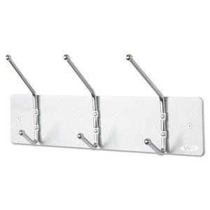 Safco® wholesale. SAFCO Metal Wall Rack, Three Ball-tipped Double-hooks, 18w X 3.75d X 7h, Satin Metal. HSD Wholesale: Janitorial Supplies, Breakroom Supplies, Office Supplies.