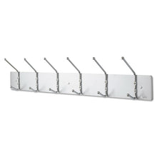 Load image into Gallery viewer, Safco® wholesale. SAFCO Metal Wall Rack, Six Ball-tipped Double-hooks, 36w X 3.75d X 7h, Satin Metal. HSD Wholesale: Janitorial Supplies, Breakroom Supplies, Office Supplies.