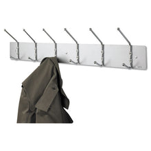 Load image into Gallery viewer, Safco® wholesale. SAFCO Metal Wall Rack, Six Ball-tipped Double-hooks, 36w X 3.75d X 7h, Satin Metal. HSD Wholesale: Janitorial Supplies, Breakroom Supplies, Office Supplies.