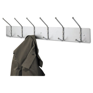 Safco® wholesale. SAFCO Metal Wall Rack, Six Ball-tipped Double-hooks, 36w X 3.75d X 7h, Satin Metal. HSD Wholesale: Janitorial Supplies, Breakroom Supplies, Office Supplies.