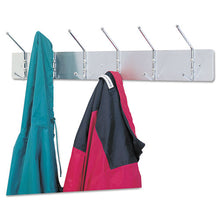 Load image into Gallery viewer, Safco® wholesale. SAFCO Metal Wall Rack, Six Ball-tipped Double-hooks, 36w X 3.75d X 7h, Satin Metal. HSD Wholesale: Janitorial Supplies, Breakroom Supplies, Office Supplies.