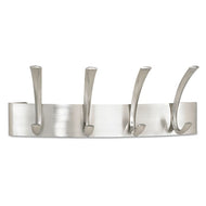 Safco® wholesale. Metal Coat Rack, Steel, Wall Rack, Four Hooks, 14.25w X 4.5d X 5.25h, Brushed Nickel. HSD Wholesale: Janitorial Supplies, Breakroom Supplies, Office Supplies.