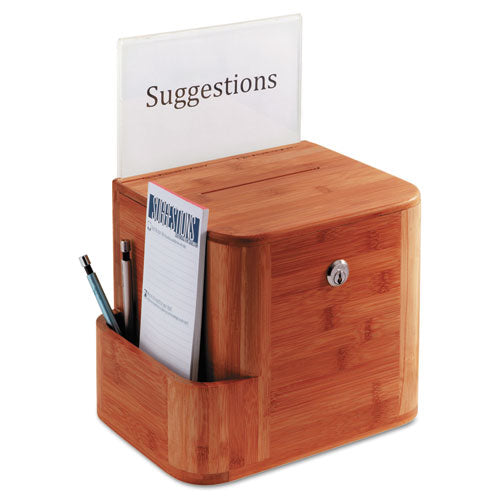Safco® wholesale. SAFCO Bamboo Suggestion Box, 10 X 8 X 14, Cherry. HSD Wholesale: Janitorial Supplies, Breakroom Supplies, Office Supplies.