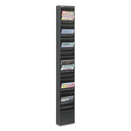 Safco® wholesale. SAFCO Steel Magazine Rack, 23 Compartments, 10w X 4d X 65.5h, Black. HSD Wholesale: Janitorial Supplies, Breakroom Supplies, Office Supplies.