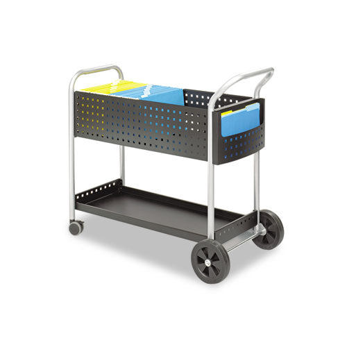 Safco® wholesale. SAFCO Scoot Mail Cart, One-shelf, 22.5w X 39.5d X 40.75h, Black-silver. HSD Wholesale: Janitorial Supplies, Breakroom Supplies, Office Supplies.