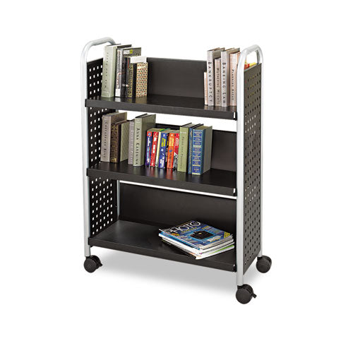 Safco® wholesale. SAFCO Scoot Book Cart, Three-shelf, 33w X 14.25d X 44.25h, Black. HSD Wholesale: Janitorial Supplies, Breakroom Supplies, Office Supplies.