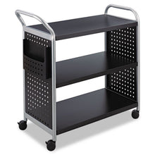 Load image into Gallery viewer, Safco® wholesale. SAFCO Scoot Three-shelf Utility Cart, 31w X 18d X 38h, Black-silver. HSD Wholesale: Janitorial Supplies, Breakroom Supplies, Office Supplies.