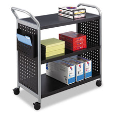 Load image into Gallery viewer, Safco® wholesale. SAFCO Scoot Three-shelf Utility Cart, 31w X 18d X 38h, Black-silver. HSD Wholesale: Janitorial Supplies, Breakroom Supplies, Office Supplies.