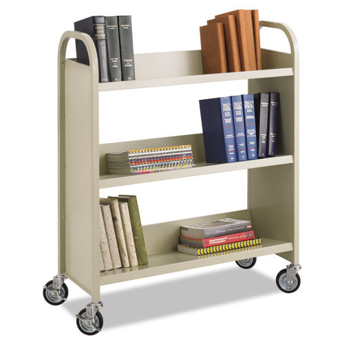 Safco® wholesale. SAFCO Steel Book Cart, Three-shelf, 36w X 14.5d X 43.5h, Sand. HSD Wholesale: Janitorial Supplies, Breakroom Supplies, Office Supplies.