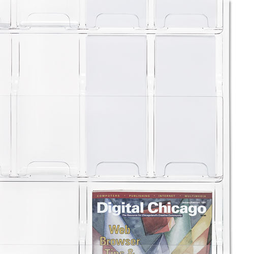 Safco® wholesale. SAFCO Reveal Clear Literature Displays, 18 Compartments, 30w X 2d X 45h, Clear. HSD Wholesale: Janitorial Supplies, Breakroom Supplies, Office Supplies.