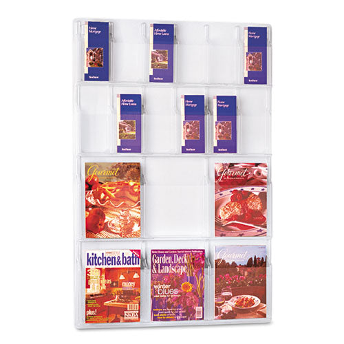 Safco® wholesale. SAFCO Reveal Clear Literature Displays, 18 Compartments, 30w X 2d X 45h, Clear. HSD Wholesale: Janitorial Supplies, Breakroom Supplies, Office Supplies.