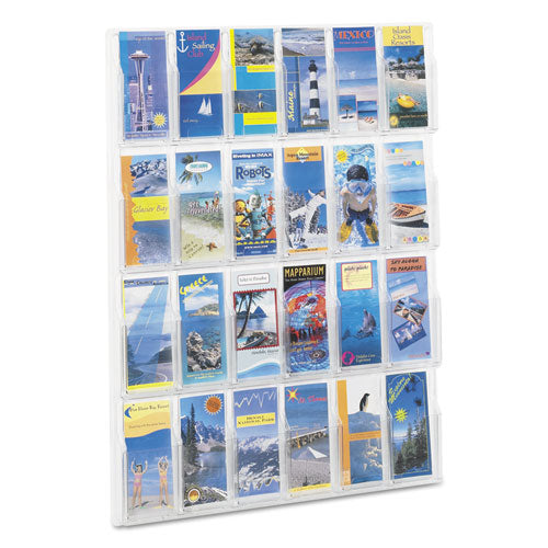 Safco® wholesale. SAFCO Reveal Clear Literature Displays, 24 Compartments, 30w X 2d X 41h, Clear. HSD Wholesale: Janitorial Supplies, Breakroom Supplies, Office Supplies.