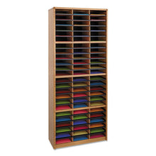 Load image into Gallery viewer, Safco® wholesale. SAFCO Steel-fiberboard Literature Sorter, 72 Sections, 32 1-4 X 13 1-2 X 75, Med Oak. HSD Wholesale: Janitorial Supplies, Breakroom Supplies, Office Supplies.