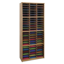 Load image into Gallery viewer, Safco® wholesale. SAFCO Steel-fiberboard Literature Sorter, 72 Sections, 32 1-4 X 13 1-2 X 75, Med Oak. HSD Wholesale: Janitorial Supplies, Breakroom Supplies, Office Supplies.