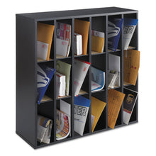 Load image into Gallery viewer, Safco® wholesale. SAFCO Wood Mail Sorter With Adjustable Dividers, Stackable, 18 Compartments, Black. HSD Wholesale: Janitorial Supplies, Breakroom Supplies, Office Supplies.