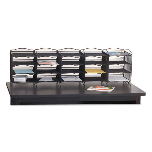 Safco® wholesale. SAFCO Onyx Mesh Literature Sorter, 20 Compartments, 19 X 15.25 X 59, Black. HSD Wholesale: Janitorial Supplies, Breakroom Supplies, Office Supplies.
