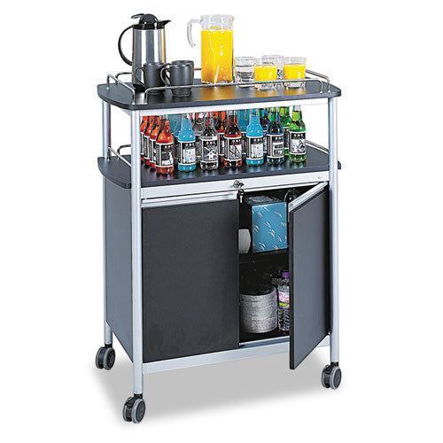 Safco® wholesale. SAFCO Mobile Beverage Cart, 33.5w X 21.75d X 43h, Black. HSD Wholesale: Janitorial Supplies, Breakroom Supplies, Office Supplies.