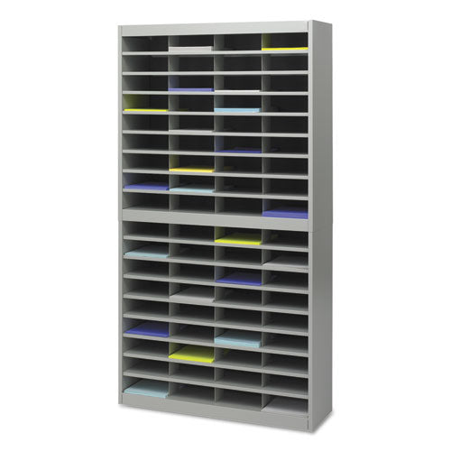 Safco® wholesale. SAFCO Steel-fiberboard E-z Stor Sorter, 72 Sections, 37 1-2 X 12 3-4 X 71, Gray. HSD Wholesale: Janitorial Supplies, Breakroom Supplies, Office Supplies.