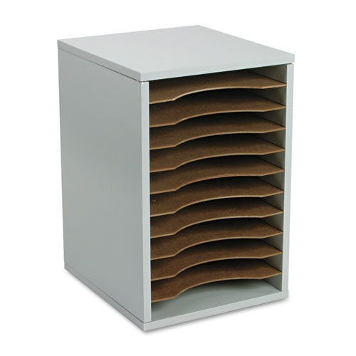 Safco® wholesale. SAFCO Wood Vertical Desktop Literature Sorter, 11 Sections 10 5-8 X 11 7-8 X 16, Gray. HSD Wholesale: Janitorial Supplies, Breakroom Supplies, Office Supplies.